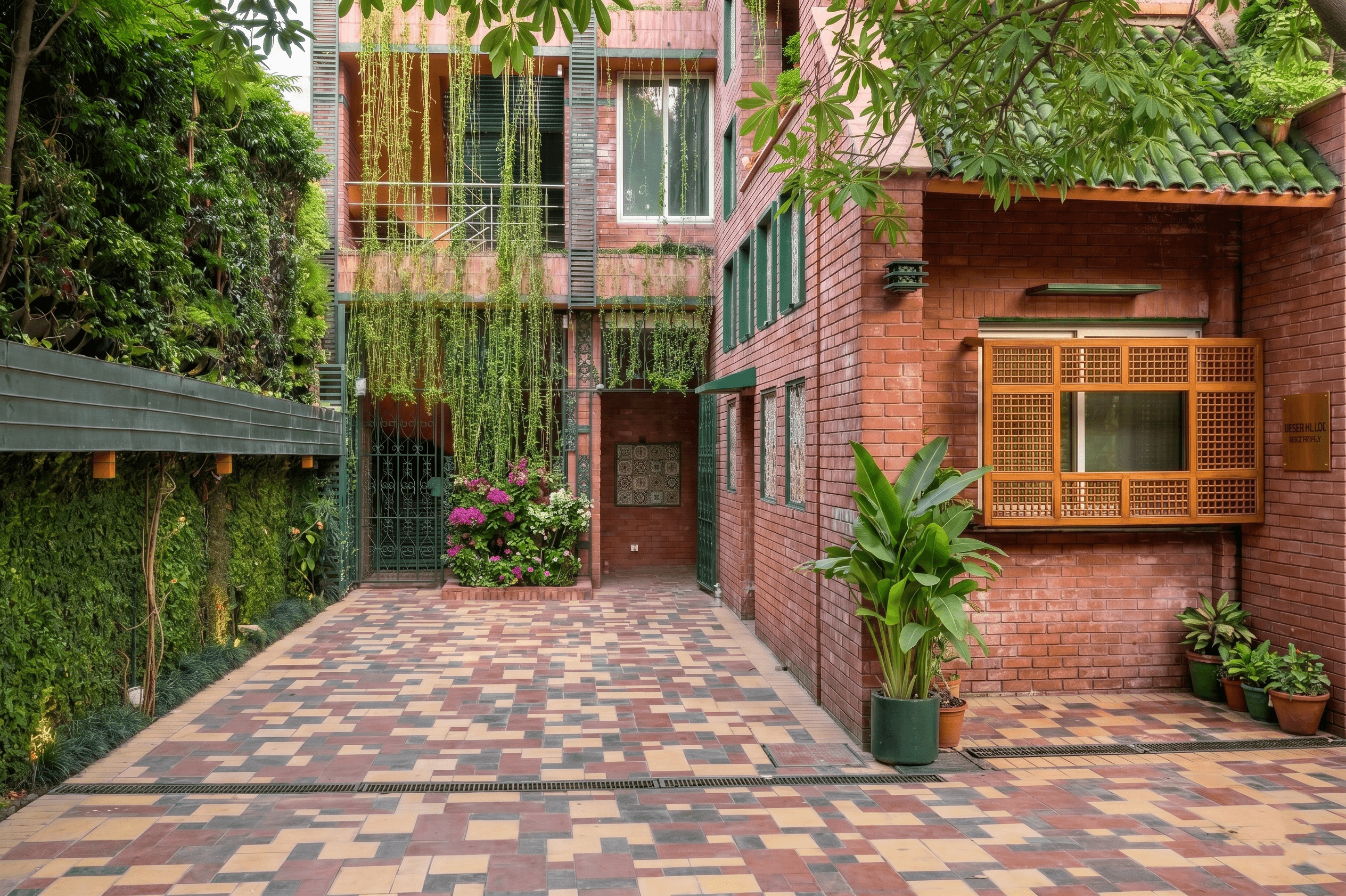 GreenLux Residency private driveway and arrival area